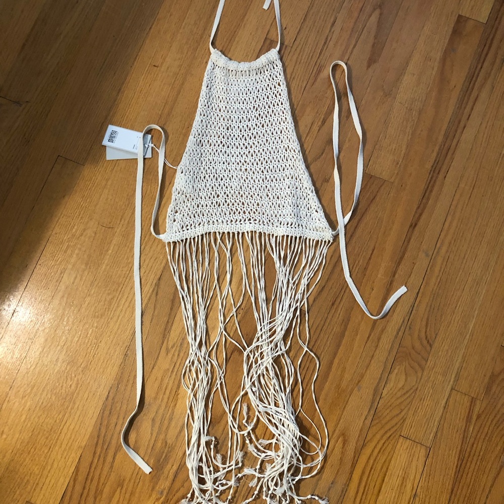 Limited Edition COS fringe crochet halter top